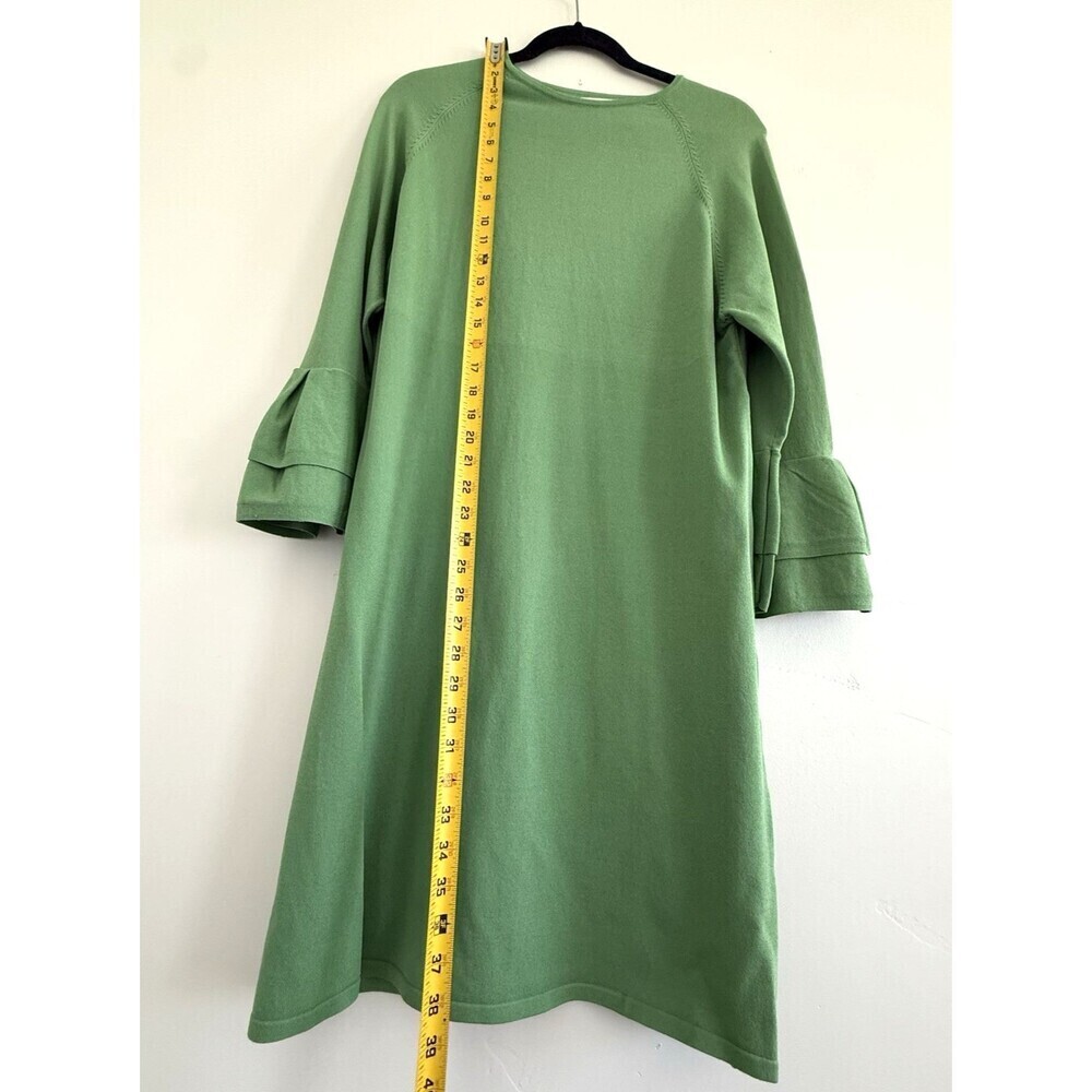 Roolee Womens M Green solid midi Dress butterfly sleeve viscose - Picture 4 of 11